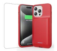 QTshine Battery Case for iPhone 15 Pro, [2025 Upgraded] 7500mAh & 15W Fast Charging Case, Ultra-Slim Portable Protective Rechargeable Charger Case Cover for iPhone 15 Pro Charger Battery Cover Red