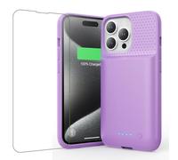 QTshine Battery Case for iPhone 15 Pro, [2025 Upgraded] 7500mAh & 15W Fast Charging, Ultra-Slim Portable Protective Rechargeable Charger Cover for iPhone 15 Pro Charger Battery Case(6.1 inch),Purple