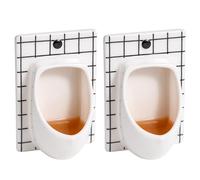 QTTCMY Set of 2 White Ceramic Urinal Shot Glasses - 1.5 oz Capacity - Novelty Gifts for Adults - Christmas, Birthday, Anniversary - Hot Drinks, Home Use