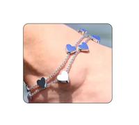 QttvbTna 1 Pcs Silver Ankle Bracelets for Women, Adjustable Foot Beaded Heart Charm Ankle Bracelet Anklets Jewelry, Waterproof Adjustable Bracelets for Women Daily Wear & Parties