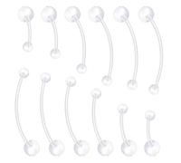 QttvbTna 12pcs Belly Bars Belly Rings Belly Button Rings for Pregnancy, Sports & Post-Surgery Flexible Clear Acrylic Hypoallergenic Belly Piercing with Adjustable Lengths