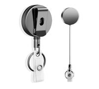 QttvbTna 2 Lanyard with Retractable Reel Stretchy Keyring with Clip, Metal Shell & Braided Steel Wire Rope, Durable Keychain for Hospitals, Security & Offices