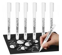 QttvbTna 6 Pack Acrylic Paint Pens, Markers Fine Water-based Extra-fine Tip, Oil Based Painting White Marker, White Paint Pens for Wood, Porcelain, Ceramic, Glass, Wood, Tire, Fabric