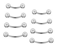 QttvbTna 8 Pcs 16G Curved Barbells, Belly Button Bars and Pregnancy Belly Bar Solid Titanium Bars Banana Bar Jewellery 8 mm 10 mm 12 mm 14 mm