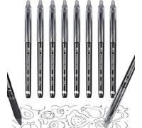 QttvbTna 8 Pcs Black Erasable Pens, Rub Out Pens with Eraser, Fine Point 0.5mm Retractable Pens, Erasable Gel Pens with Rubbers on the End for Kids, Adults, School & Office