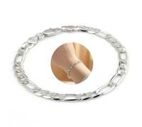 QttvbTna 925 Silver Figaro Chain Bracelet, Adjustable Stackable Cuban Figaro Curb Tennis Bracelets, Figaro Chain Bracelet for Women Men, Fade-Proof Ladies Silver Bracelets Jewelry Gifts