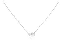 QttvbTna Letter M Heart Necklace, Stainless Steel Name Necklace with Tiny Heart Letter Pendant, Necklaces Fashion Jewellery Gifts for Women Girls Silver, 45CM