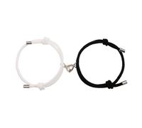 QttvbTna Magnetic Bracelets for Couples, 2Pcs Adjustable Magnetic Bracelet, Love Heart Bracelet Matching Bracelets for Best Friend Boyfriend and Girlfriend, Black,White