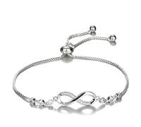 QttvbTna Silver Color Infinity Bracelet, Adjustable Infinity Symbol Bracelet Friendship Bracelets Gifts for Wife Mother Friends Endless Love