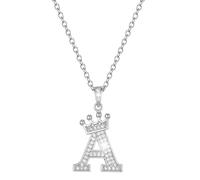 QttvbTna Silver Letter Necklace, Initial Charm Choker, Dainty Sterling Silver Letter Cubic Zirconia Jewelry Gifts, Crystal Pendant Necklace Birthday Christmas Gifts for Women Girls