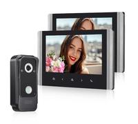 QttyElok Home Video Door Phone Intercom System 1080P HD Video Camera Doorbell IR Night Vision with 2 Indoor Monitors 7'' Wired Color Screens, Support 2-Way Audio, Recording, Unlocking