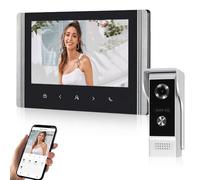 QttyElok WiFi Tuya Smart Video Door Phone Intercom System for Home, 1080P HD Video Doorbell Camera with Monitor, 7 Inch IPS LCD Color Screen, 2-Way Audio, Recording, APP Unlock