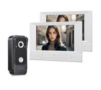 QttyElok Wired 1080P HD Video Door Phone Intercom System, 2.0MP Video Doorbell Camera IR Night Vision Waterproof with 7 Inch IPS LCD Display 2 Monitors, Two-Way Audio/Unlock/Record