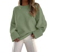 QTUN Ladies Jumpers Crewneck Long Sleeve Jumpers for Women Oversized Fuzzy Knit Chunky Warm Pullover Sweater Top Green