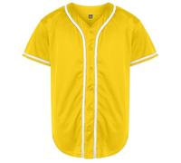 QTWW INC Mens Baseball Jersey Button Down Blank Solid Color Short Sleeve Shirts Hipster Hip Hop Active Team Sports Uniforms, Yellow, Large