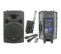 QTX , QR12PA: Powerful Portable PA with 2 Wireless Handheld Microphones, Easy Mobility Trolley Handle and Wheels, Extended Battery Life & Enhanced Audio Control