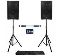 QTX 15" Quest PA Setup With Stands & Speaker Lead - 880W - POWERFUL