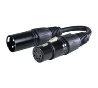 QTX 3-Pin Male to 5-Pin Female DMX Adaptor Cable 200mm XLR Lighting Lead | Seamlessly connects 3-pin DMX outputs to 5-pin equipment inputs. Compact 200mm flexible cable reduces socket tension.