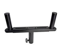 QTX | Adjustable 35mm T-Bar Double Speaker Stand Adapter with 490mm Max Spread and 20kg Load Capacity Per Mount - Durable Steel Construction, Black Finish