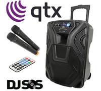 QTX Busker 12 Portable Rechargeable PA Speaker Karaoke MICS USB SD FM Bluetooth