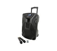 QTX BUSKER 12 Rechargeable Battery Powered Portable PA with 2 Wireless Microphones and Bluetooth Connectivity 12Inch