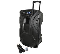 QTX Busker PA with VHF Mics & Media Player (15" Driver)