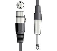 QTX Essential Microphone Lead XLR Female to 6.3mm Mono Jack Shielded Professional Audio Cable for Clear Sound 12.0 Metre Black