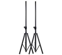 QTX Heavy-Duty DJ Speaker Stands Twin Pack | 60kg Load, 35mm Pole, Bag | A floor-standing pair of speaker stands for stereo PA setups, with lockable height adjustment and spare parts included