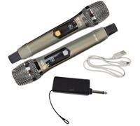 QTX | J-MIC UHF Dual Wireless Microphone Set with Rechargeable Receiver, Two Handheld Transmitters, USB Charging, and Dynamic Cardioid Capsules. Presentations, Conferences, or Performances
