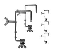 QTX light FX Lab Silver G Clamp Mounting Hooks - Pack of 5 Galvanised Metal Lighting Clamps for DJ Disco Stage Fixtures, Adjustable Fit 50mm Poles, Heavy Duty 25kg Load Capacity
