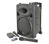 QTX , QR10BT PA: Powerful Portable PA with Bluetooth Connectivity, One Wireless Mic, Internal Rechargeable Battery, Trolley Handle and Wheels