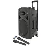 QTX Portable PA Speaker System QR12PA - Bluetooth, TWS, Dual UHF Mics, USB/SD/FM, Rechargeable