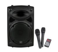 QTX QR12PA Portable PA System Battery Powered USB Sound + 2 x Wireless Handheld