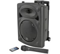 QTX | QRPA Portable PA Speaker System with Bluetooth, TWS Stereo, UHF Wireless Microphone, USB/SD/FM Media Player, Rechargeable Battery, Trolley, Compact Wireless Amplifier for Events & Parties