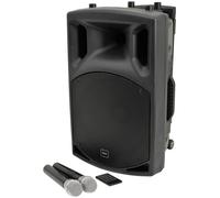 qtx | QX12PA Plus Complete Portable PA System | 2 x UHF Wireless Micro