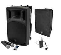 QTX QX12PA Portable PA System Battery Bluetooth USB Sound 2 x Wireless Handheld