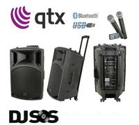 QTX QX15PA-Plus 15 PA Speaker With Wireless Microphones
