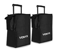 QTX Vonyx SC12 Slip-on Speaker Covers Pair - Protective 12-Inch Nylon Speaker Bags with Handle Access & Storage Wallet for Vonyx AP & SPJ Series PA Speakers, Ideal DJ Gear & Event Protection