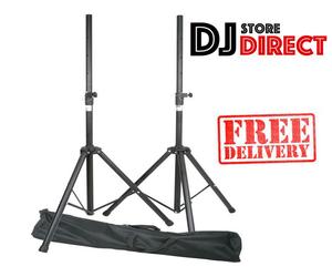 QTXSpeaker Stands Height Adjustable Pair + Carry Bag Black 35mm Locking Pins