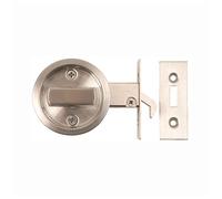 Qty 1 - Round Bathroom - Toilet Sliding Door Lock/Hook Brushed Stainless Steel (2131)