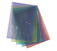 Qty 10 Assorted Document Wallet Folder Plastic A4 Popper Stud Closing Hard Wearing With ID Holder Document Folders, a safe and stylish way to store and carry documents Manufactured from hard wearing transparent polypropylene with a press-stud closing mechanism keeping contents secure Suitable for A4 plus papers 2 each blue purple yellow green red