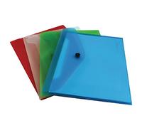 Qty 12 A5 Stud Plastic Popper Files Folders Document Wallet Mixed Color