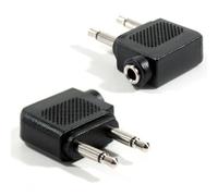 Qty 2 Aircraft Plane Airline Headphone Audio Adapter 2X 3.5mm Mono To 1 Stereo