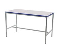 Qty 4 - Educate Standard Science School Classroom Table 85cm High (PU Edge), 120wx60dx85h (cm), Charcoal Frame, Light Grey