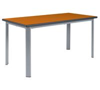 Qty 4 - Elite Static Height Rectangular School Classroom Tables 14+ Years, Speckled Grey Frame, Lime, PU Charcoal Edge