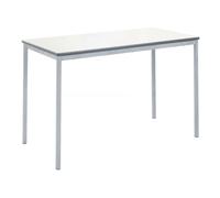 Qty 4 - Fully Welded Rectangular School Classroom Table With Whiteboard Top 6-8 Years, Grey Frame, PU Blue Edge