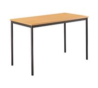 Qty 4 - Rectangular Fully Welded School Classroom Tables 14+ Years, 110wx55dx76h (cm), Black Frame, Grey Top, ABS Grey Edge