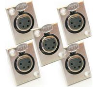 QTY 5 XLR 4 Pin Pole Female Solder Connector Chassis Panel Mount Module Socket