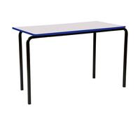 Qty 6 - Educate Crush Bent Rectangular School Classroom Table 14+ Years (MDF Edge), 120wx60dx76h (cm), Light Grey Frame, Beech Top