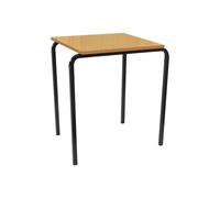 Qty 6 - Educate Crush Bent Square School Classroom Table 14+ Years (MDF Edge), 60wx60dx76h(cm), Light Grey Frame, Beech Top, MDF Edge